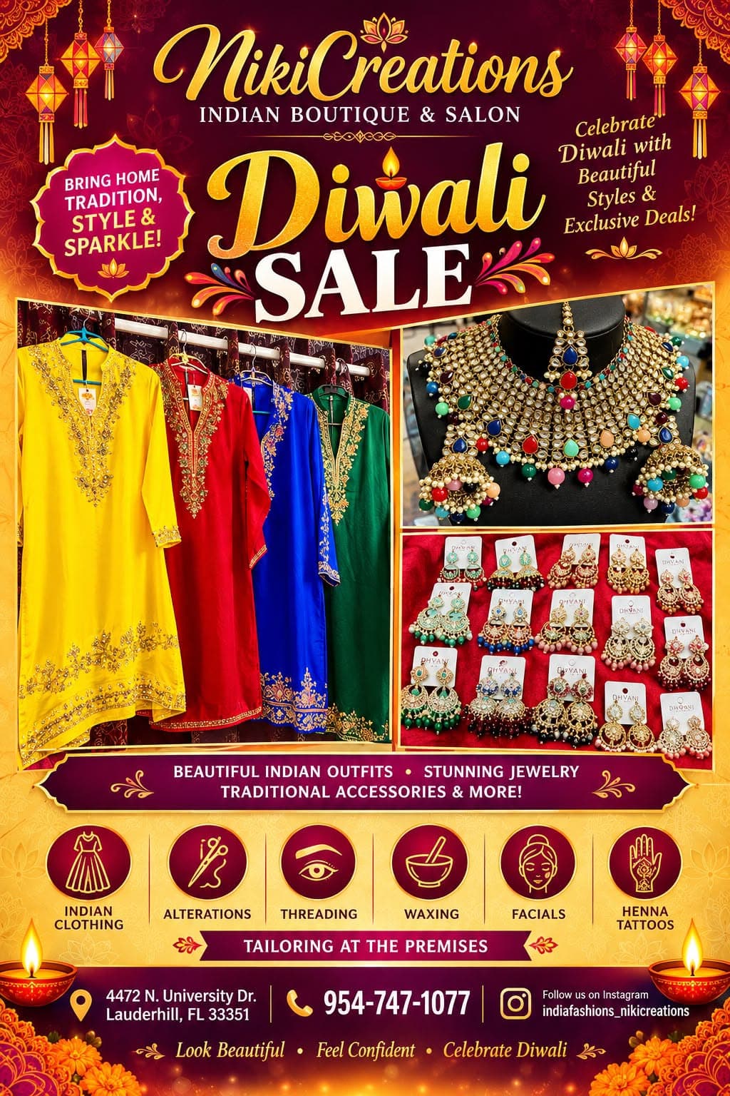 Flyer: Diwali Sale, Niki Creations Indian Boutique & Salon