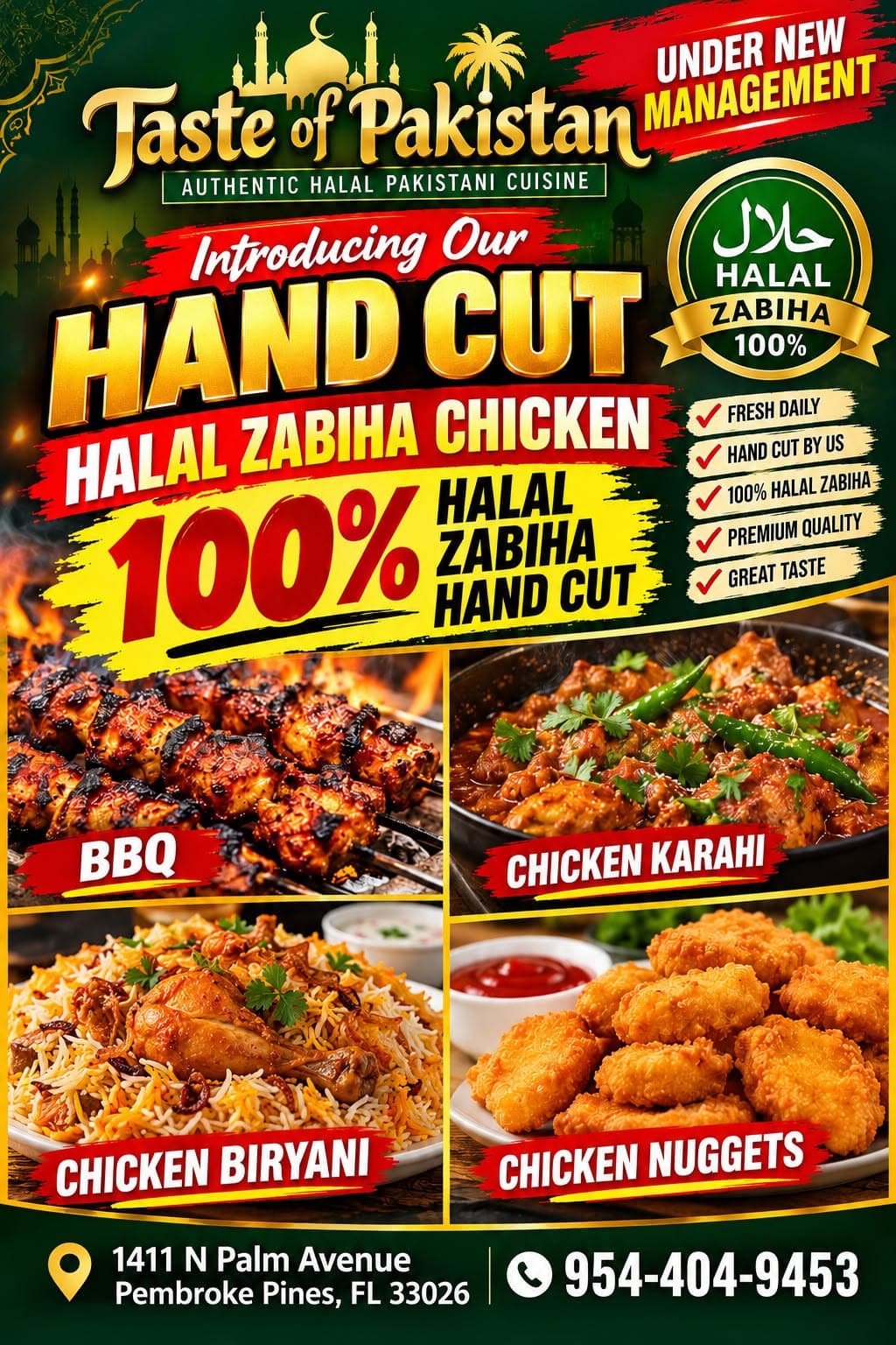 Flyer: Hand-cut Halal Zabiha Chicken, Taste of Pakistan