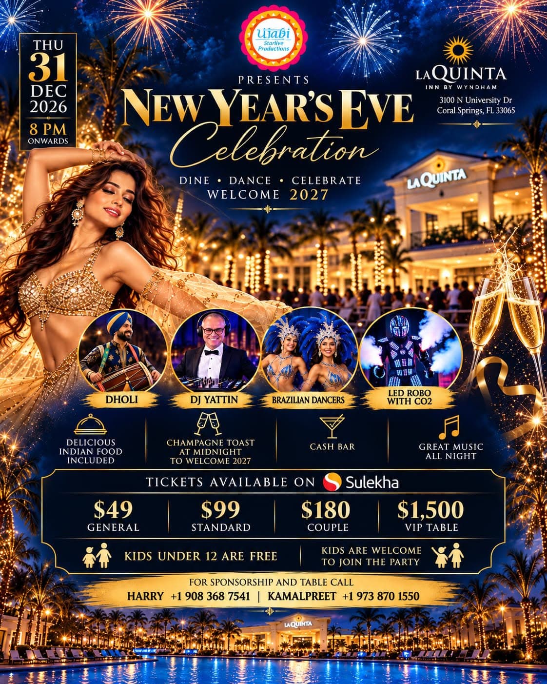 Flyer: New Year's Eve Celebration, Punjabi StarLive Productions